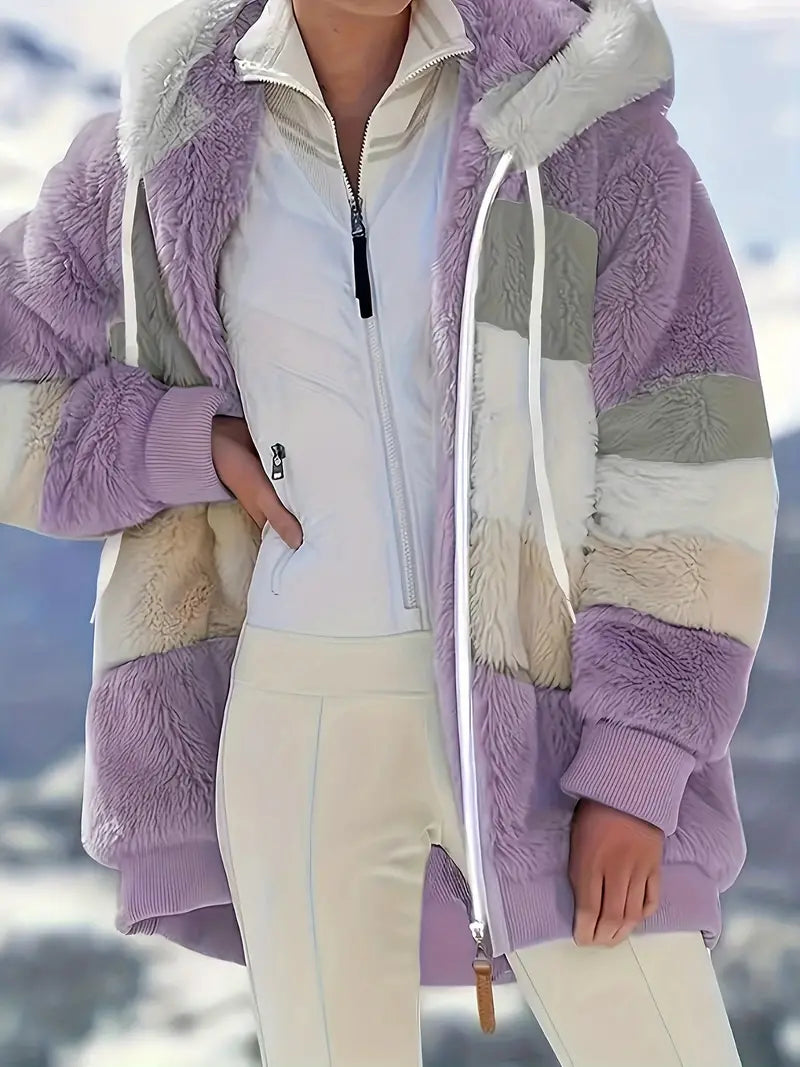 Elina - Color Block Teddy Jacket