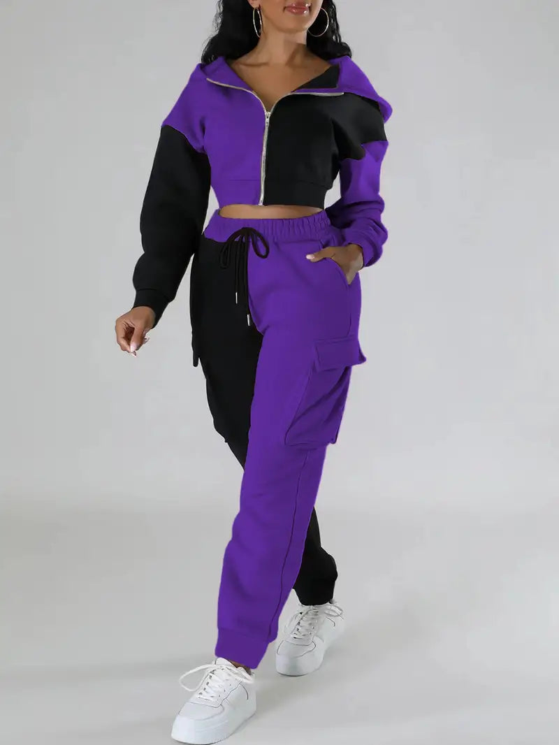 Włodzimira - Color Block Casual Two-Piece Set
