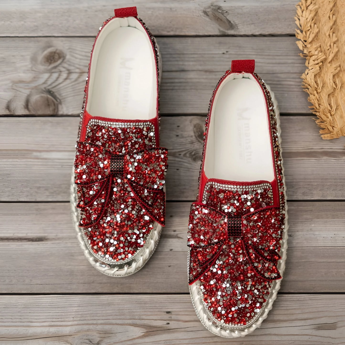 Isabeau – Rhinestone Bow Embellished Casual Loafers