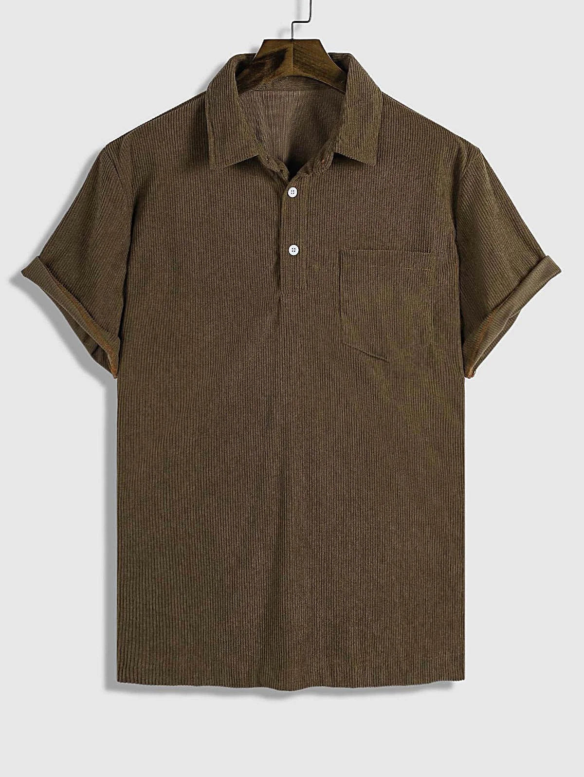 Yves - Men's Short Sleeve Corduroy Polo Shirt