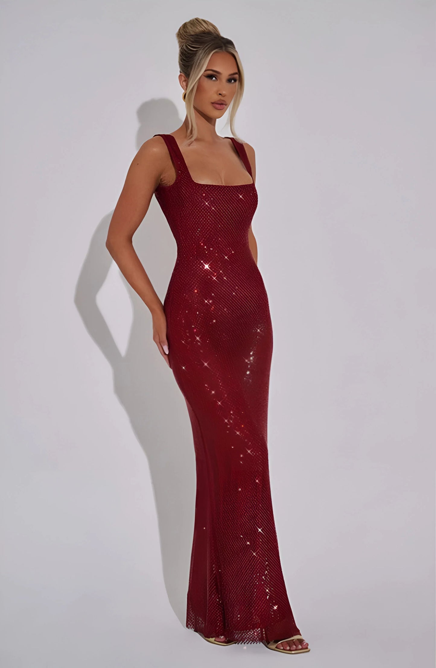Celestia Sparkle Mesh Maxi Dress