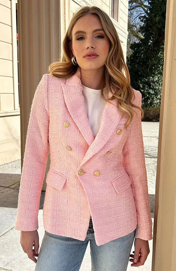 Vienna Luxe Tweed Double-Breasted Blazer