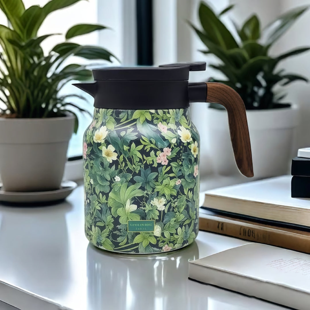 Jardin – Floral Thermos with Dual-Texture Handle