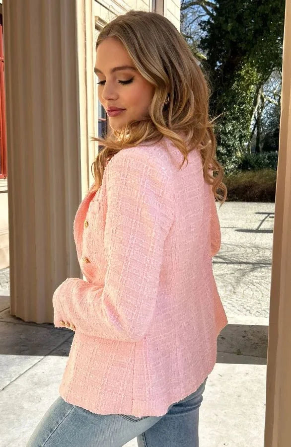 Vienna Luxe Tweed Double-Breasted Blazer