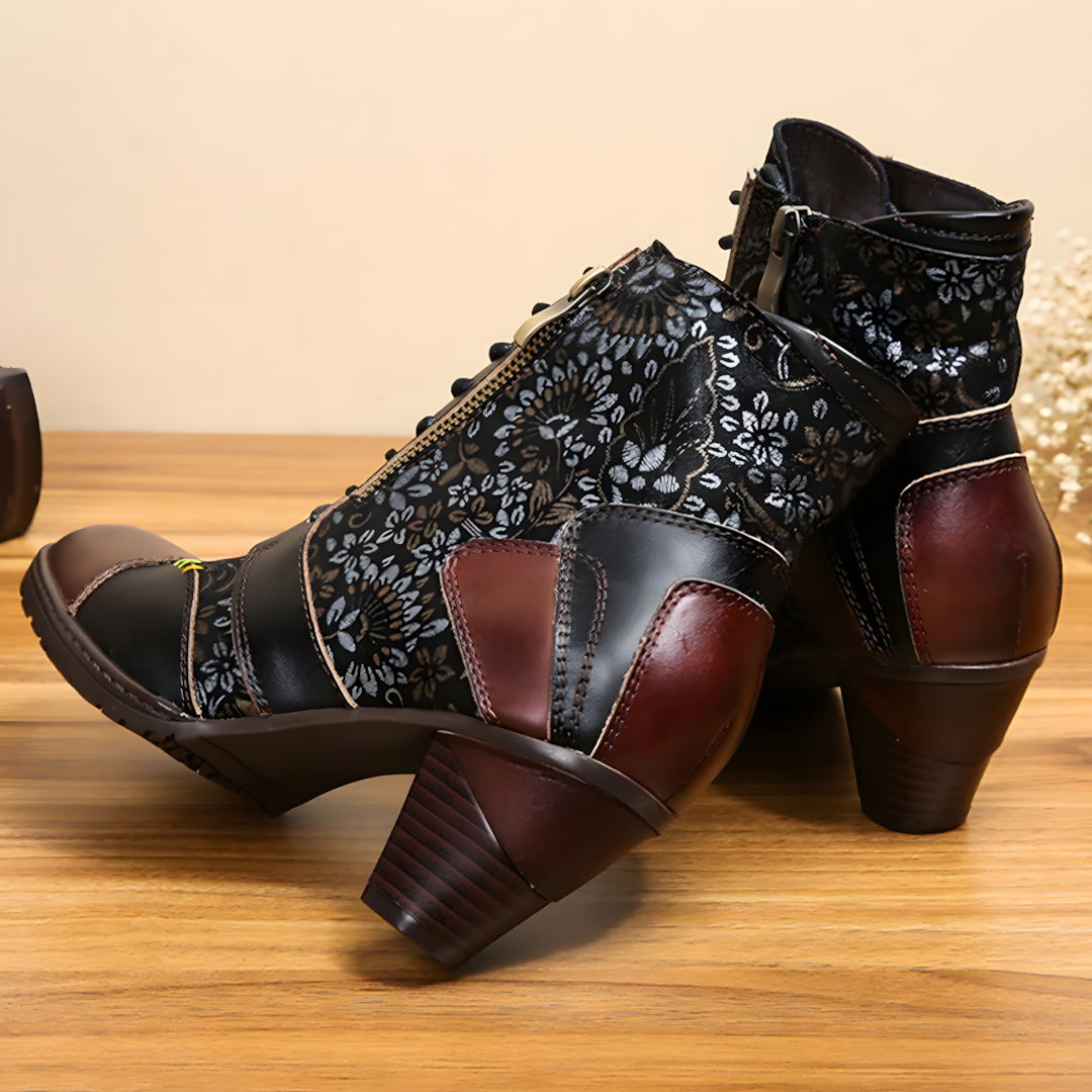 Zoja - Waterproof Booties with Floral Pattern