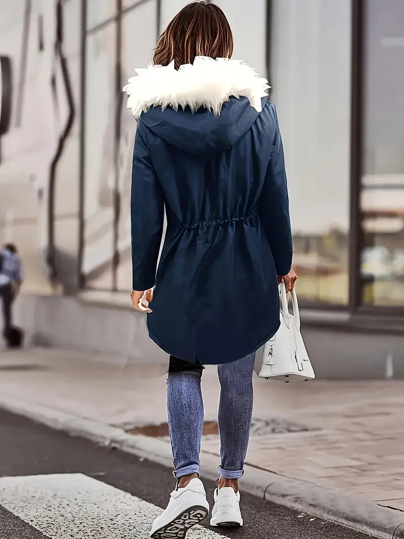 Åshild - Fuzzy Trim Hooded Parka Coat