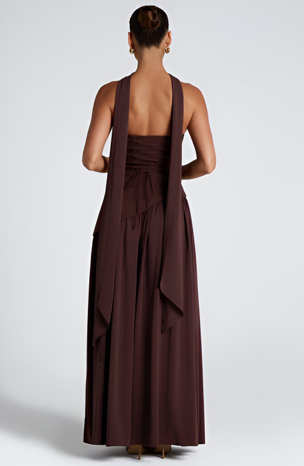 Isaline – Strapless Chiffon Contrast Maxi Dress