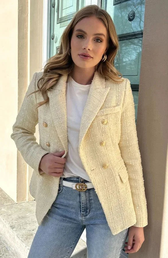 Vienna Luxe Tweed Double-Breasted Blazer