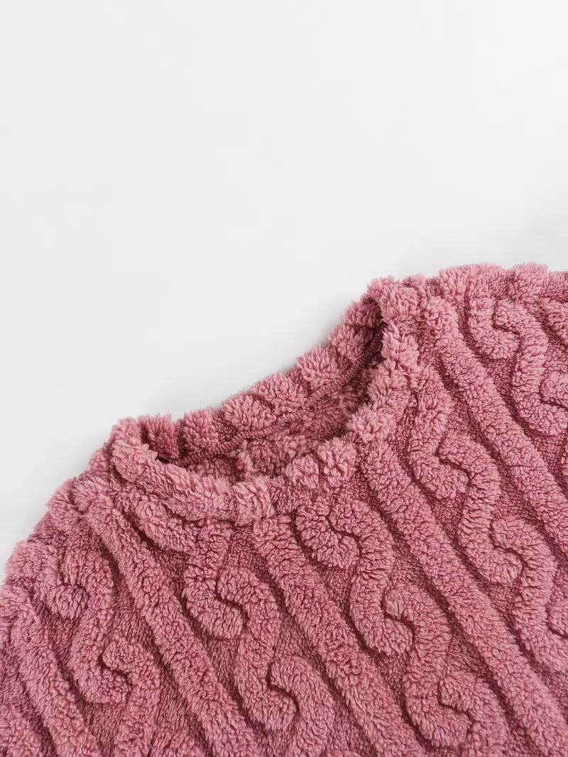 Strzeżymira - Fuzzy Casual Set with Sweater and Pants