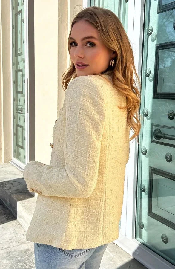 Vienna Luxe Tweed Double-Breasted Blazer