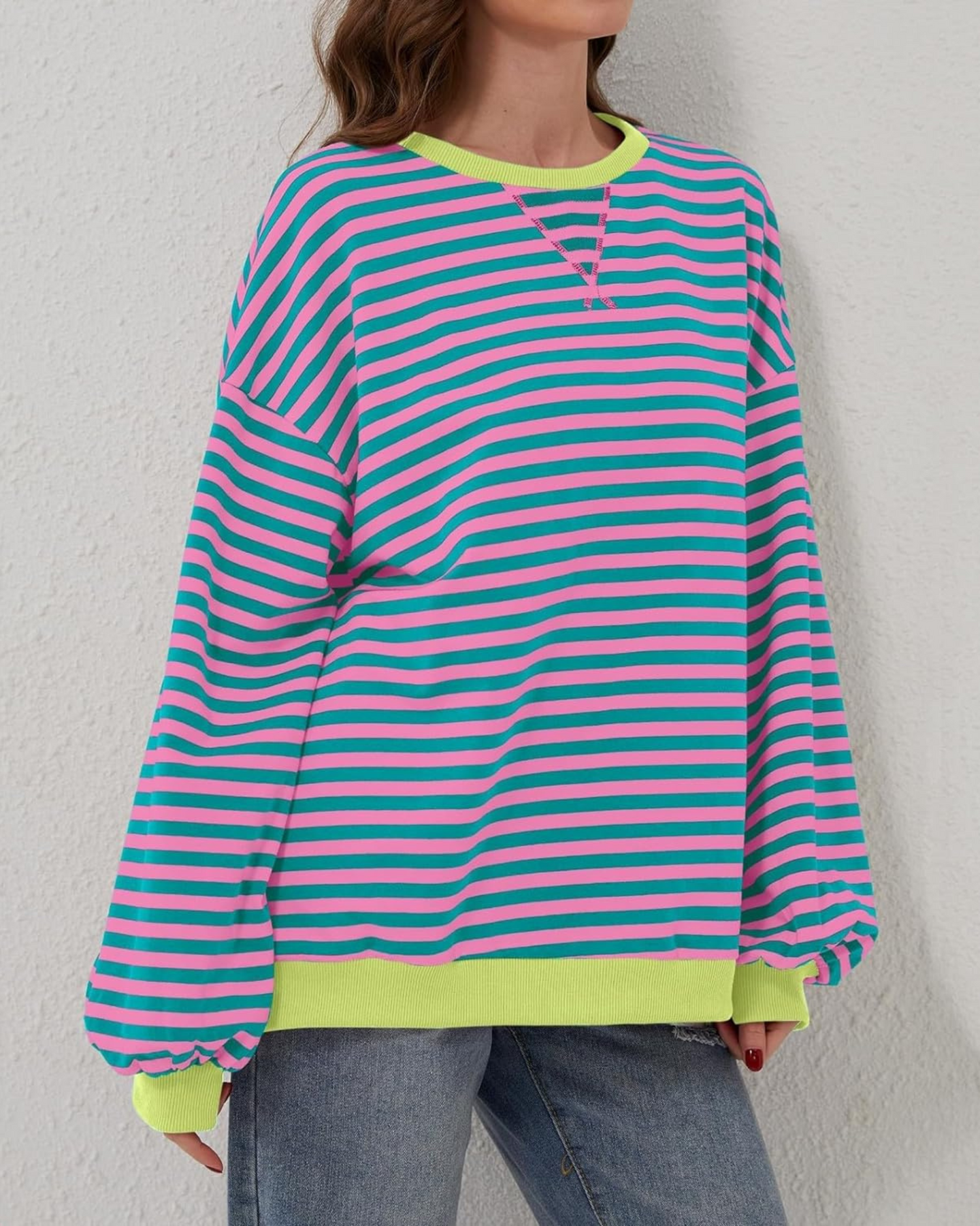 DUA | OVERSIZED STRIPED SWEATSHIRT WITH LONG SLEEVES