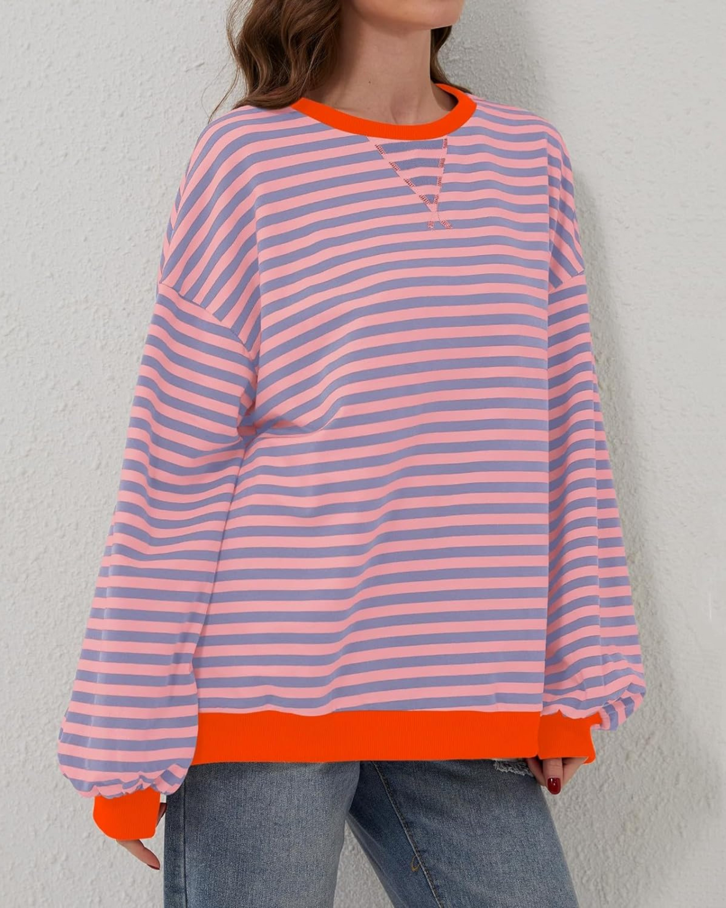 DUA | OVERSIZED STRIPED SWEATSHIRT WITH LONG SLEEVES