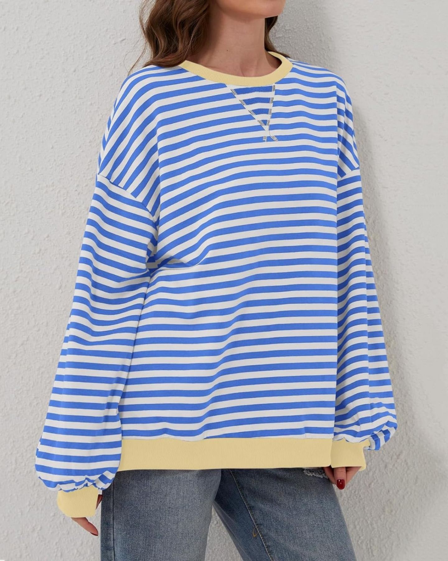 DUA | OVERSIZED STRIPED SWEATSHIRT WITH LONG SLEEVES