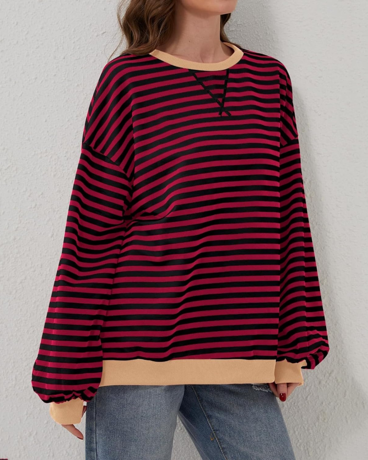 DUA | OVERSIZED STRIPED SWEATSHIRT WITH LONG SLEEVES