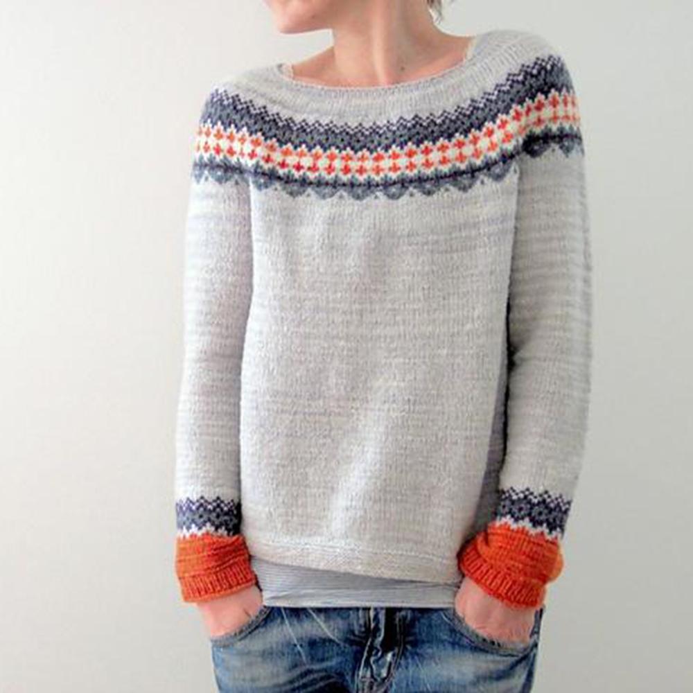 Sigrun – Long Sleeve Sweater with Winter Pattern