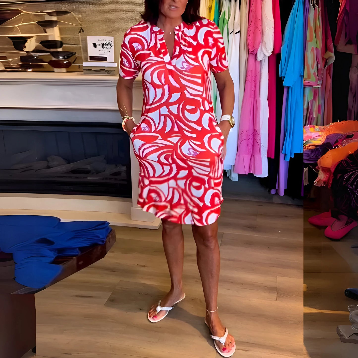 Maëlle – Abstract V-Neck Summer Dress
