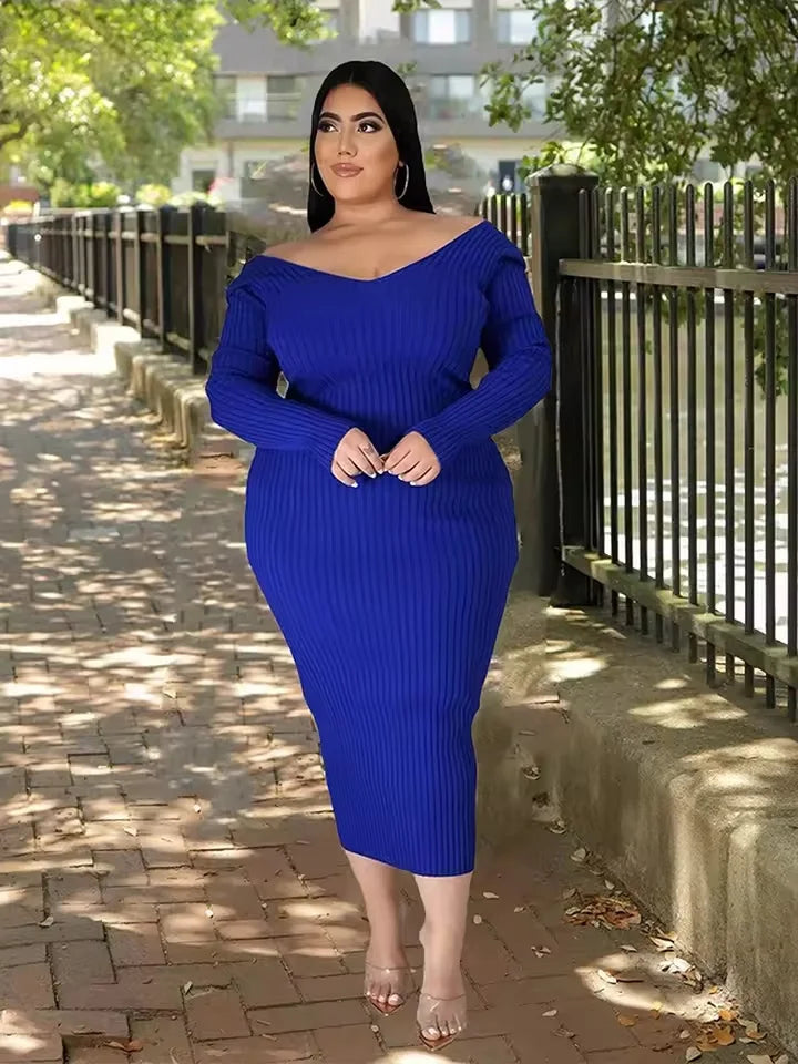 Chloé Off-Shoulder Ribbed Midi Sweater Dress