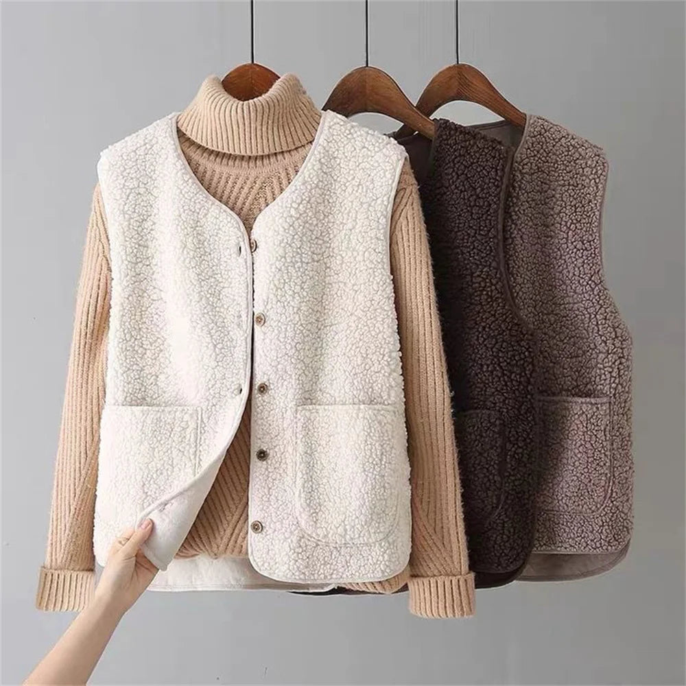 Cosette – Soft Fleece Button-Up Vest