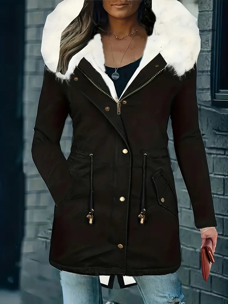Åshild - Fuzzy Trim Hooded Parka Coat