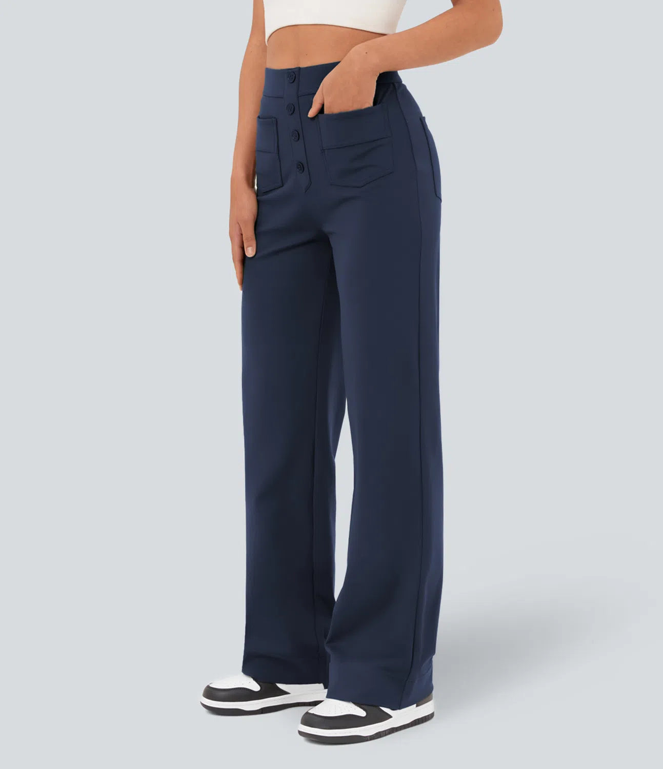 Noé – High-Waisted Wide-Leg Button Pants
