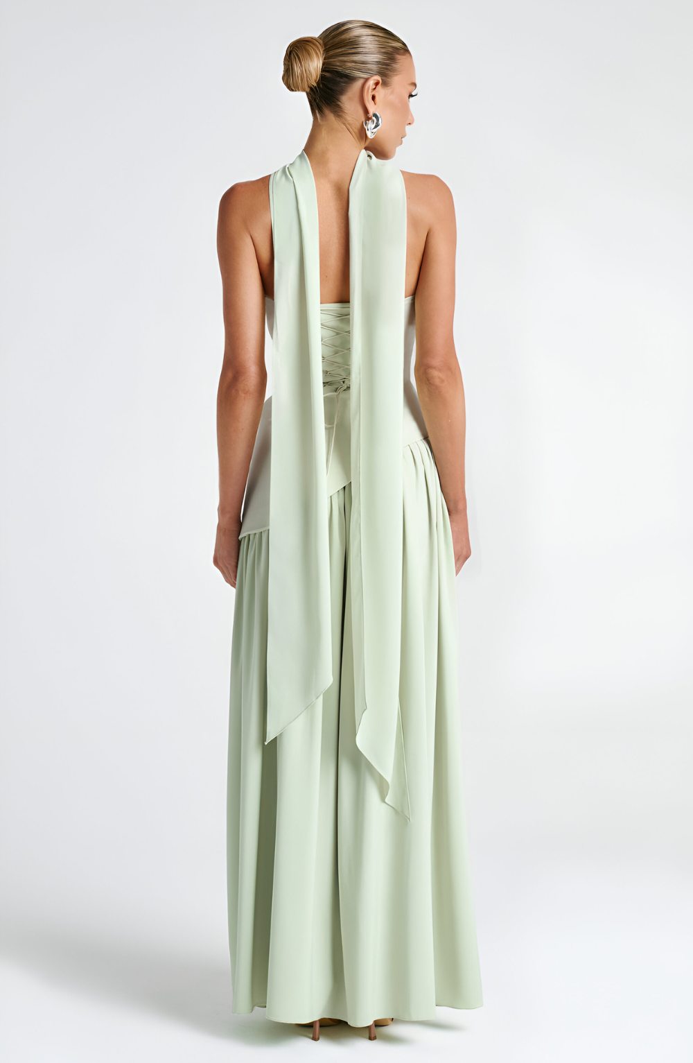 Isaline – Strapless Chiffon Contrast Maxi Dress