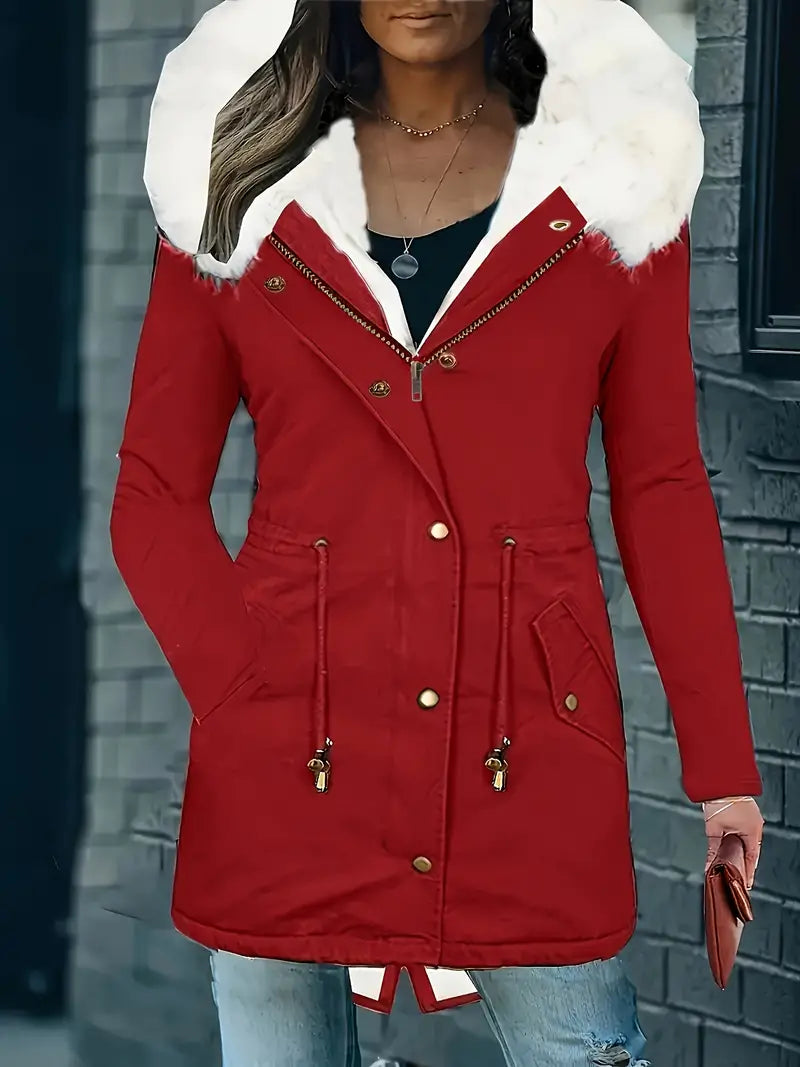 Åshild - Fuzzy Trim Hooded Parka Coat