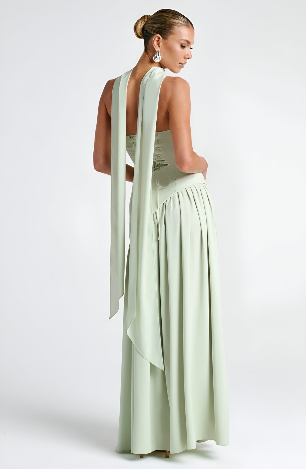 Isaline – Strapless Chiffon Contrast Maxi Dress