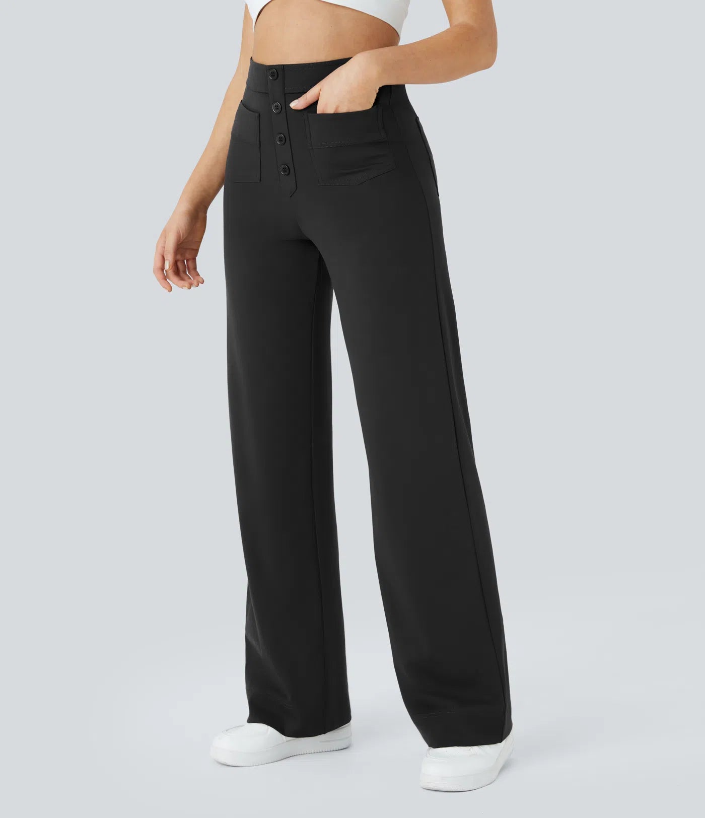 Noé – High-Waisted Wide-Leg Button Pants