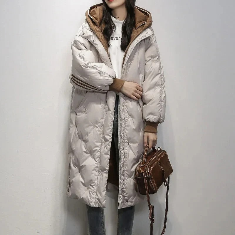 Rena - Medium length jacket with thicker duck down and hood