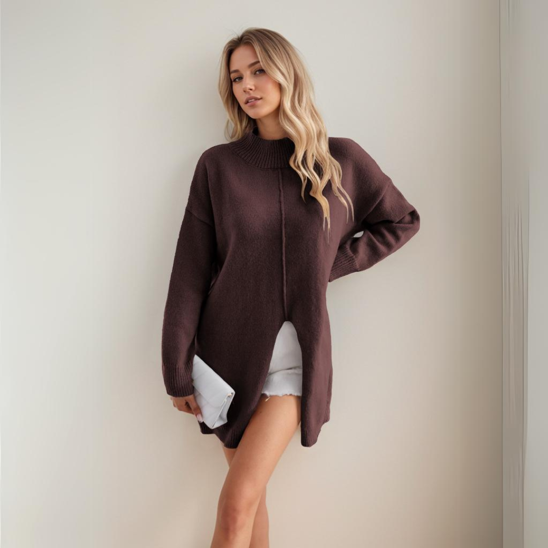 Inga – Women's Dress with a Loose Mock Neckline
