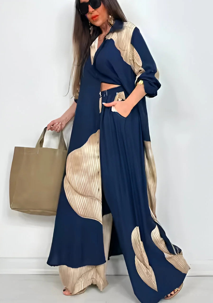 Élodie Elegant Printed Top and Pants Set