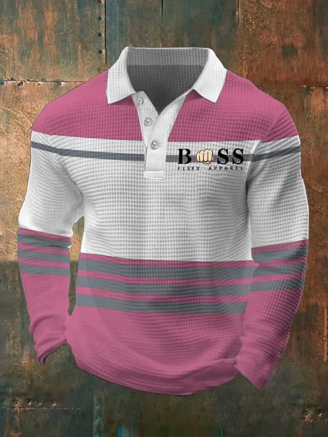 Etienne – Men's Contrast Panel Long-Sleeve Polo