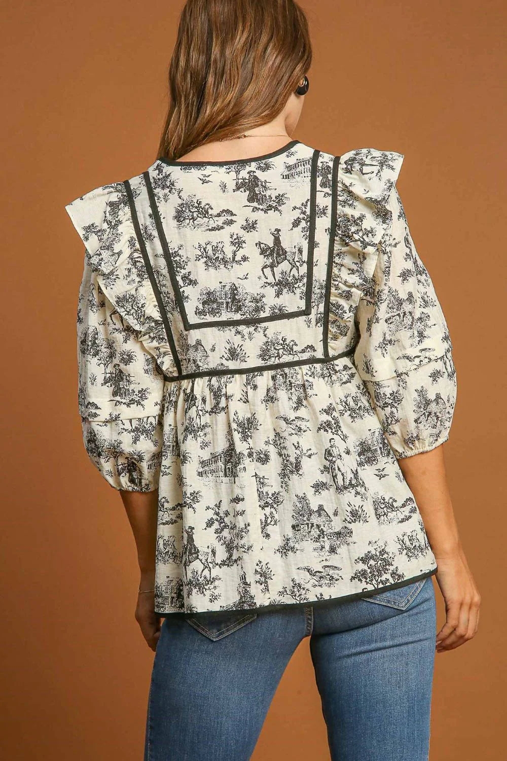 Alma - Puff Sleeve Babydoll Toile Blouse
