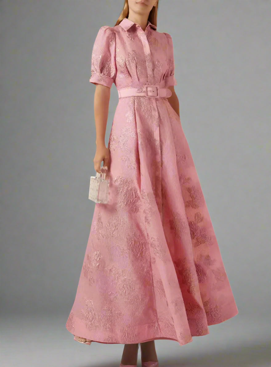 Éliane - Elegant Retro Belted Maxi Dress