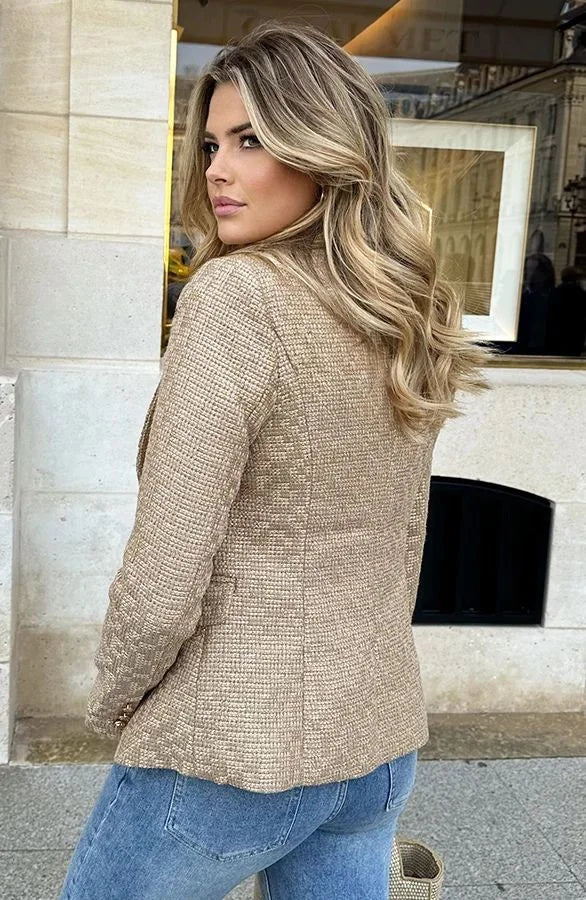 Vienna Luxe Tweed Double-Breasted Blazer