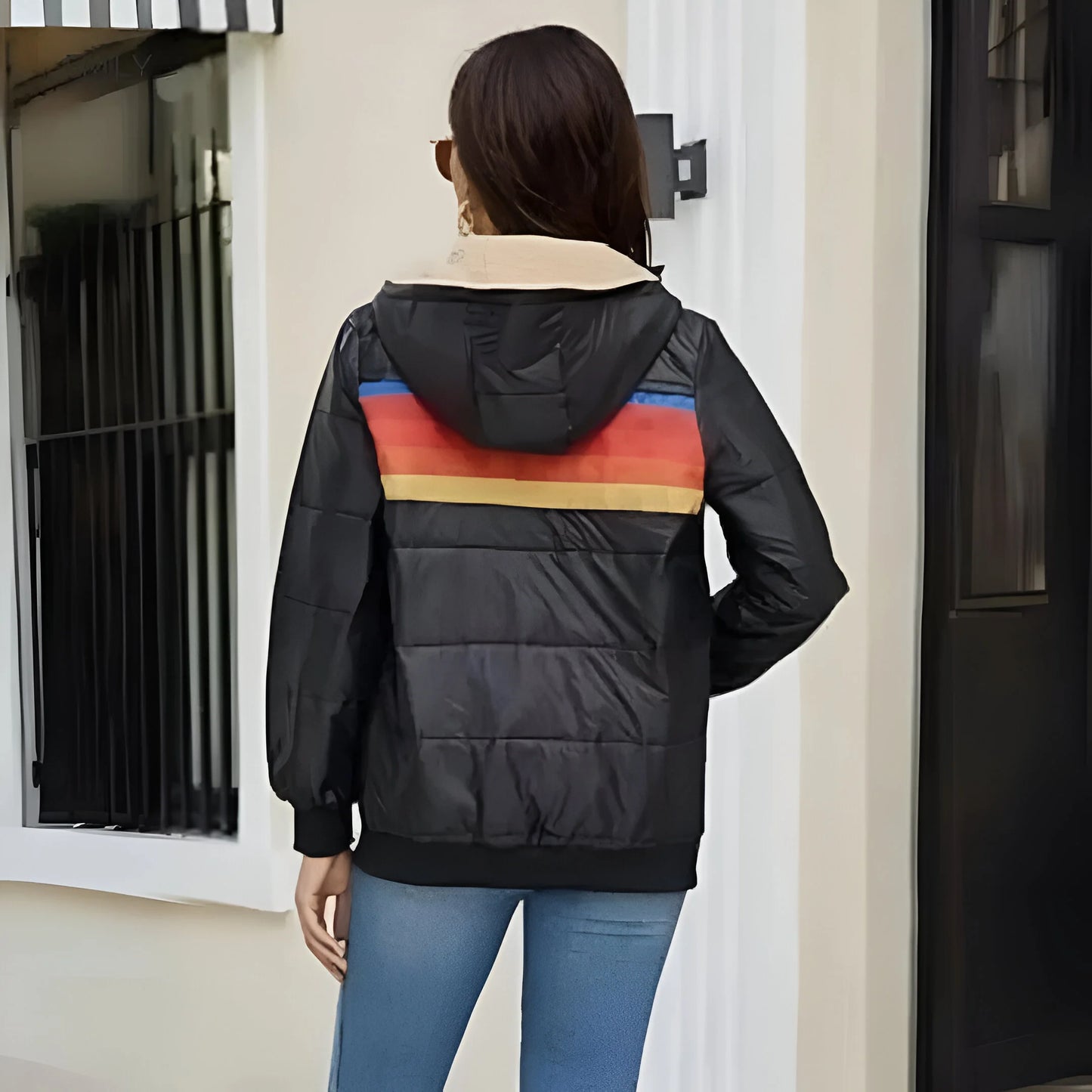 Leana – Sporty Striped Puffer Hoodie