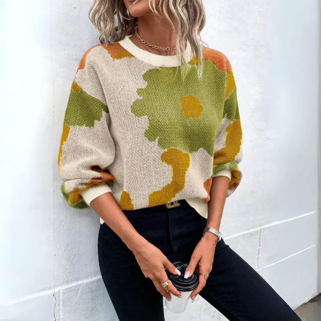 Ane – Color Block Abstract Winter Sweater