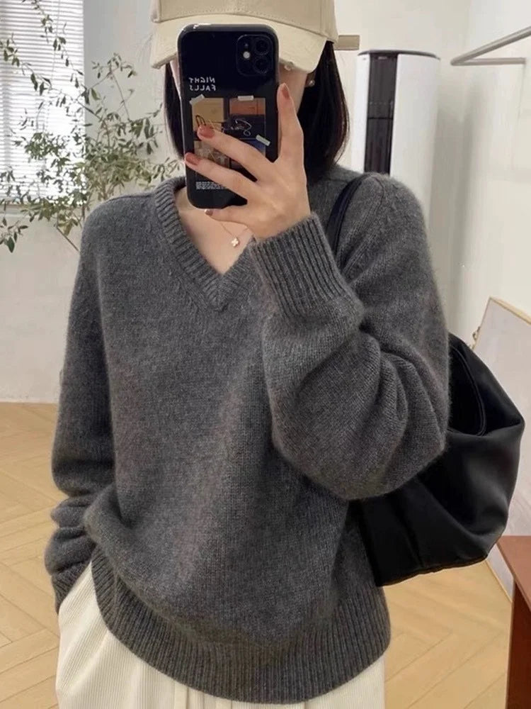 Céline - V-Neck Pure Wool Sweater