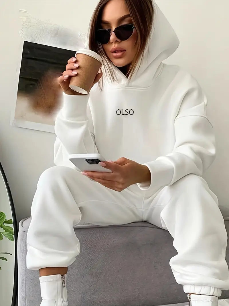 Gniewosława - Casual Two-Piece Set with Hoodie and Print