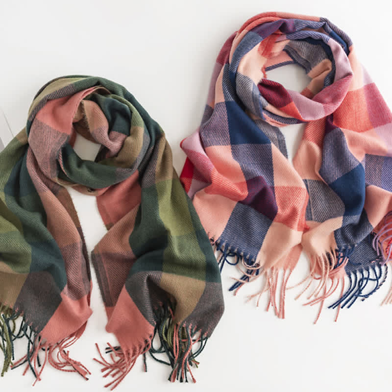 "Anais - Women's Vibrant Fringed Scarf in Bold, Eye-Catching Colors"