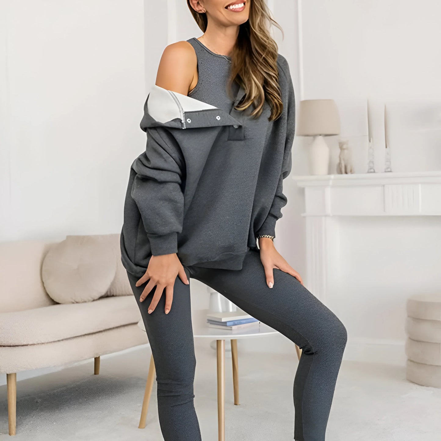 Elara – Casual & Comfortable Three-Piece Sweatshirt Set