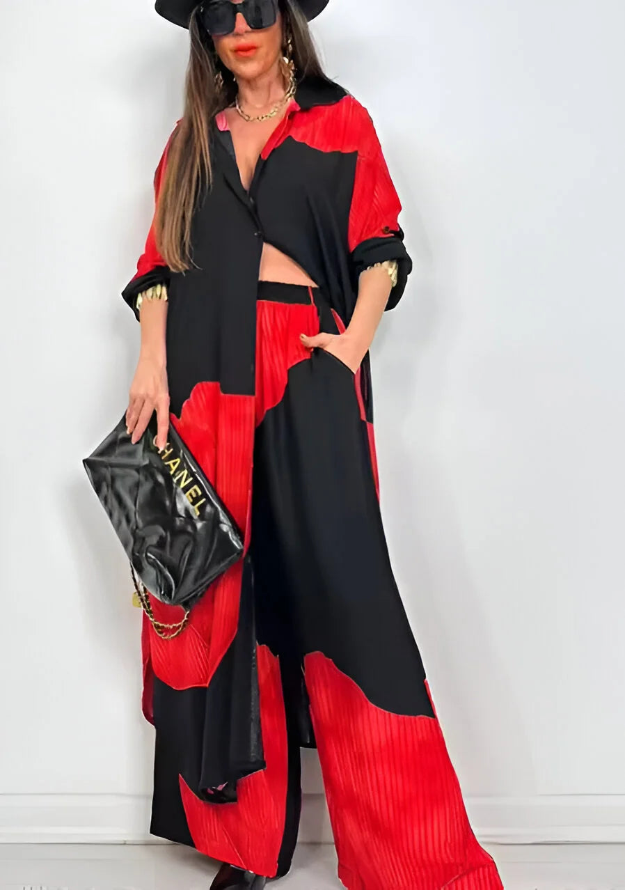 Élodie Elegant Printed Top and Pants Set