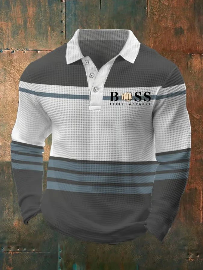 Etienne – Men's Contrast Panel Long-Sleeve Polo
