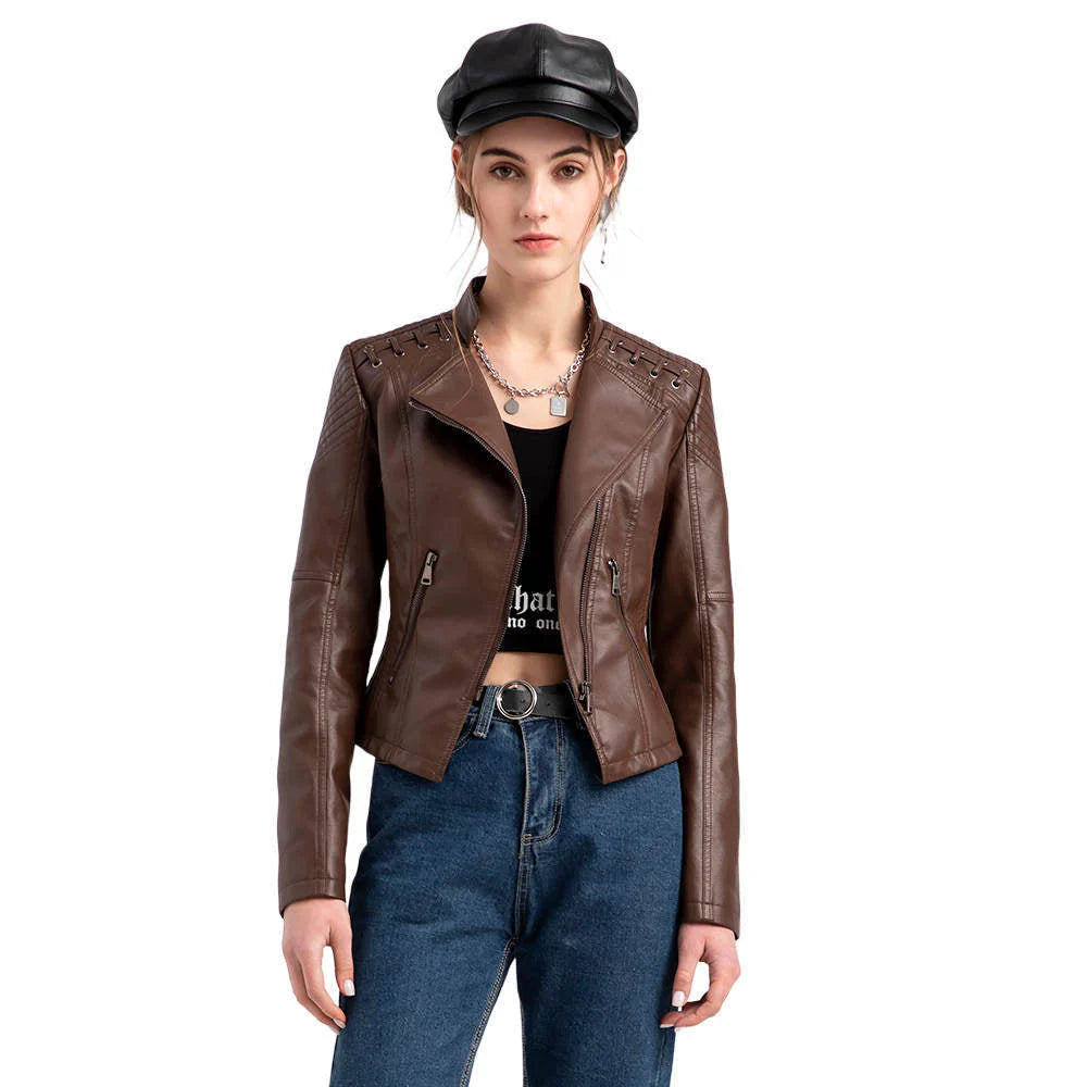 Camille – Classic Lambskin Leather Jacket