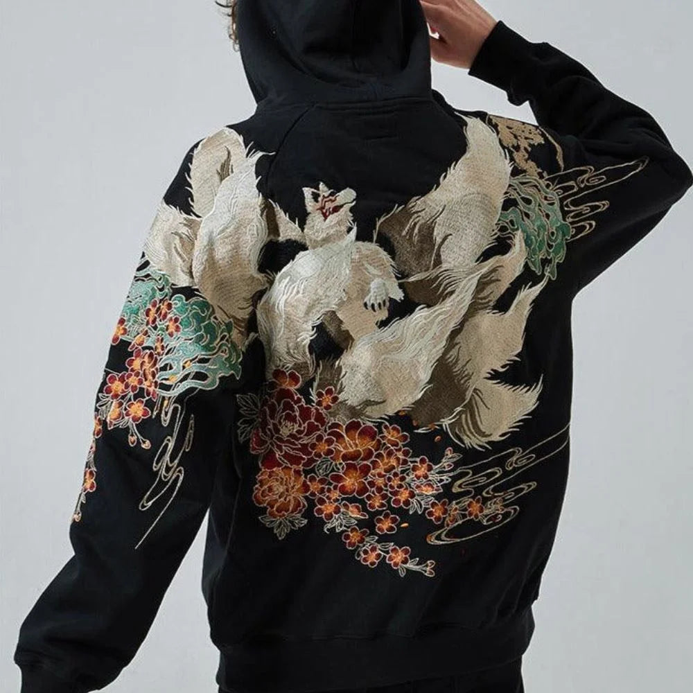 Henri - Nine-Tailed Fox Embroidered Hoodie