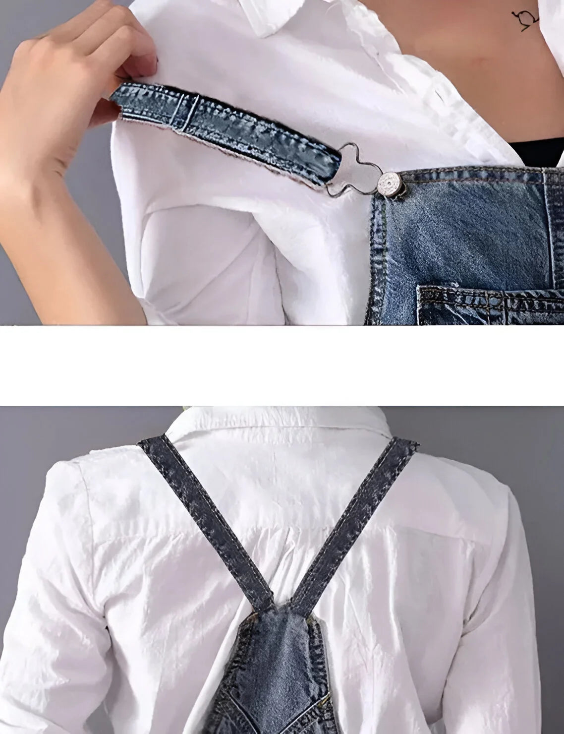 Aurélie - Women's Distressed Denim Overall Dress
