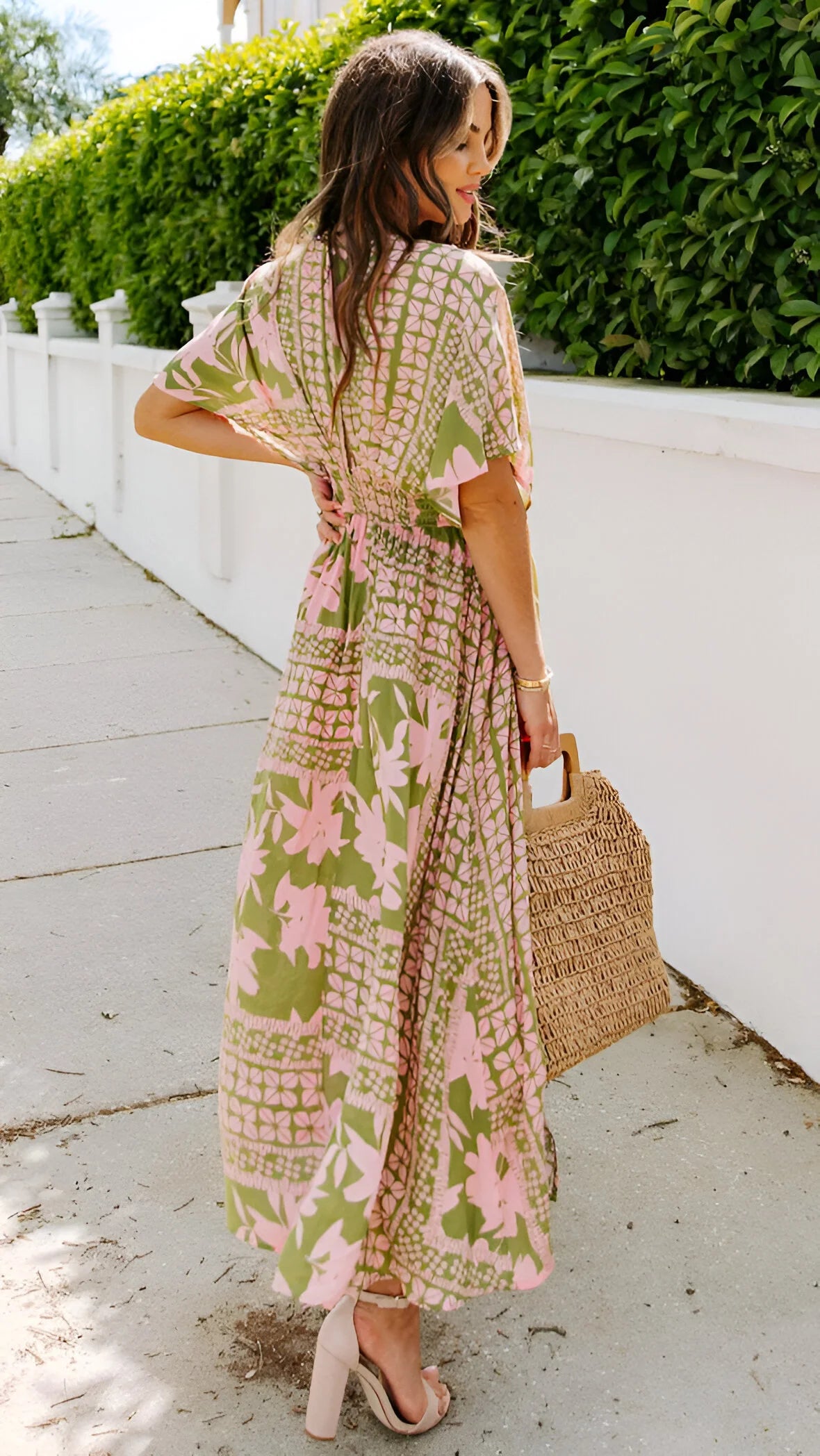 Alizée - Bohemian Deep V-Neck Floral Maxi Dress