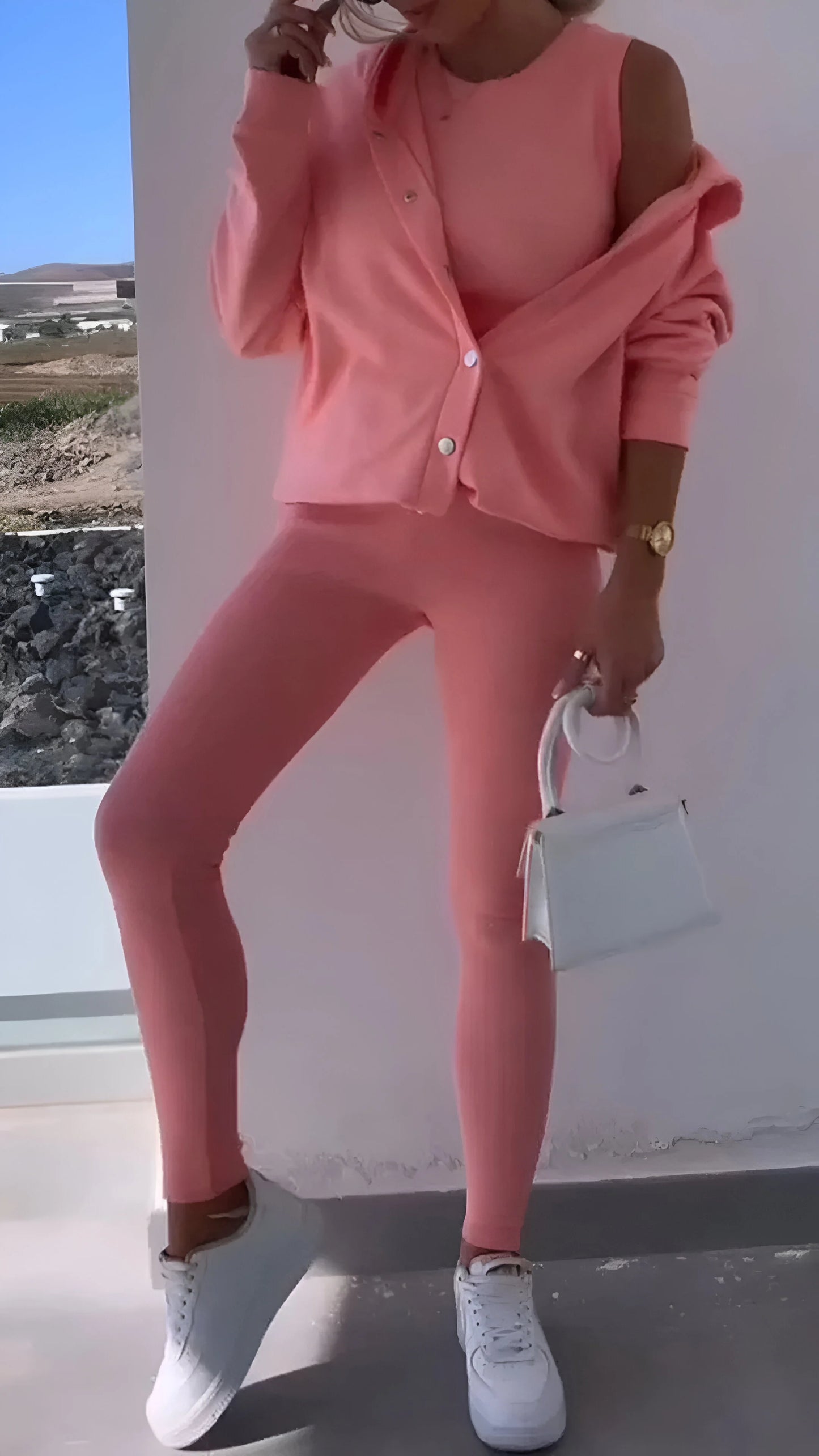 Fanny - Casual Hooded Cardigan Three-Piece Set