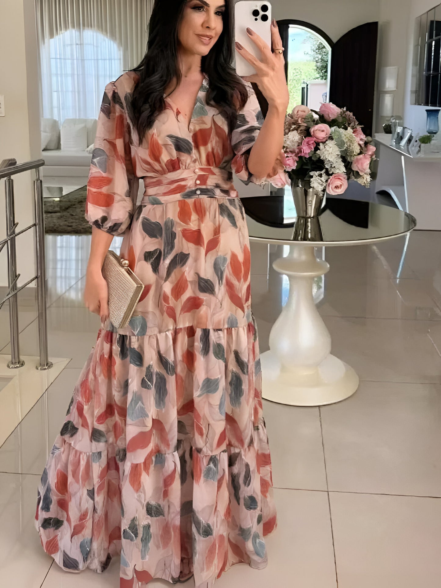 CLAUDIA | Floral Maxi Dress with Comfortable Fit for Elegant Days