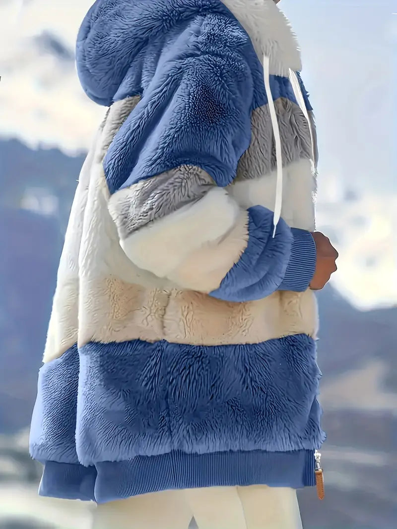 Elina - Color Block Teddy Jacket